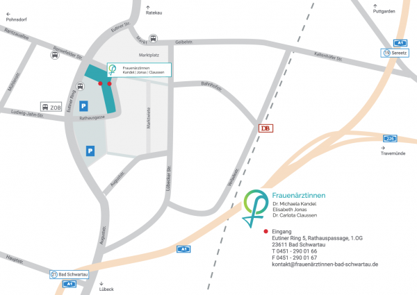 Anfahrts- und Lageplan zur frauenärztlichen Praxis Bad Schwartau